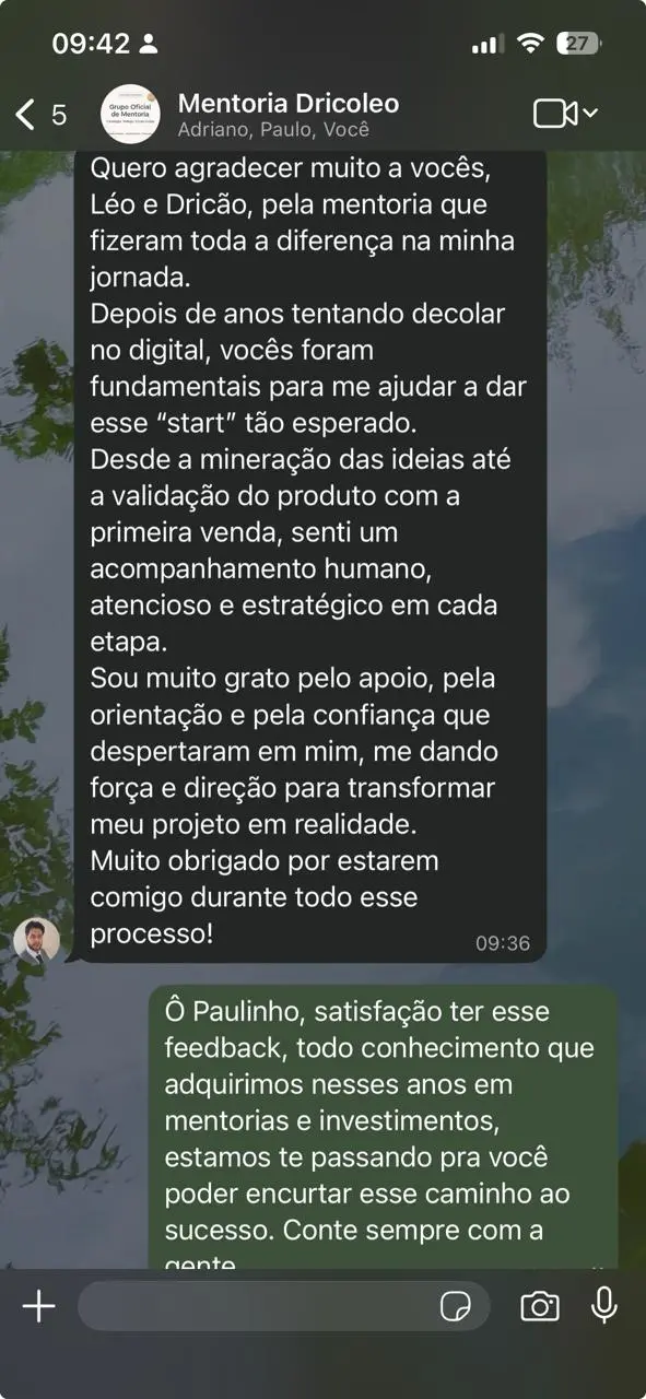 depoimento mentoria infoproduto